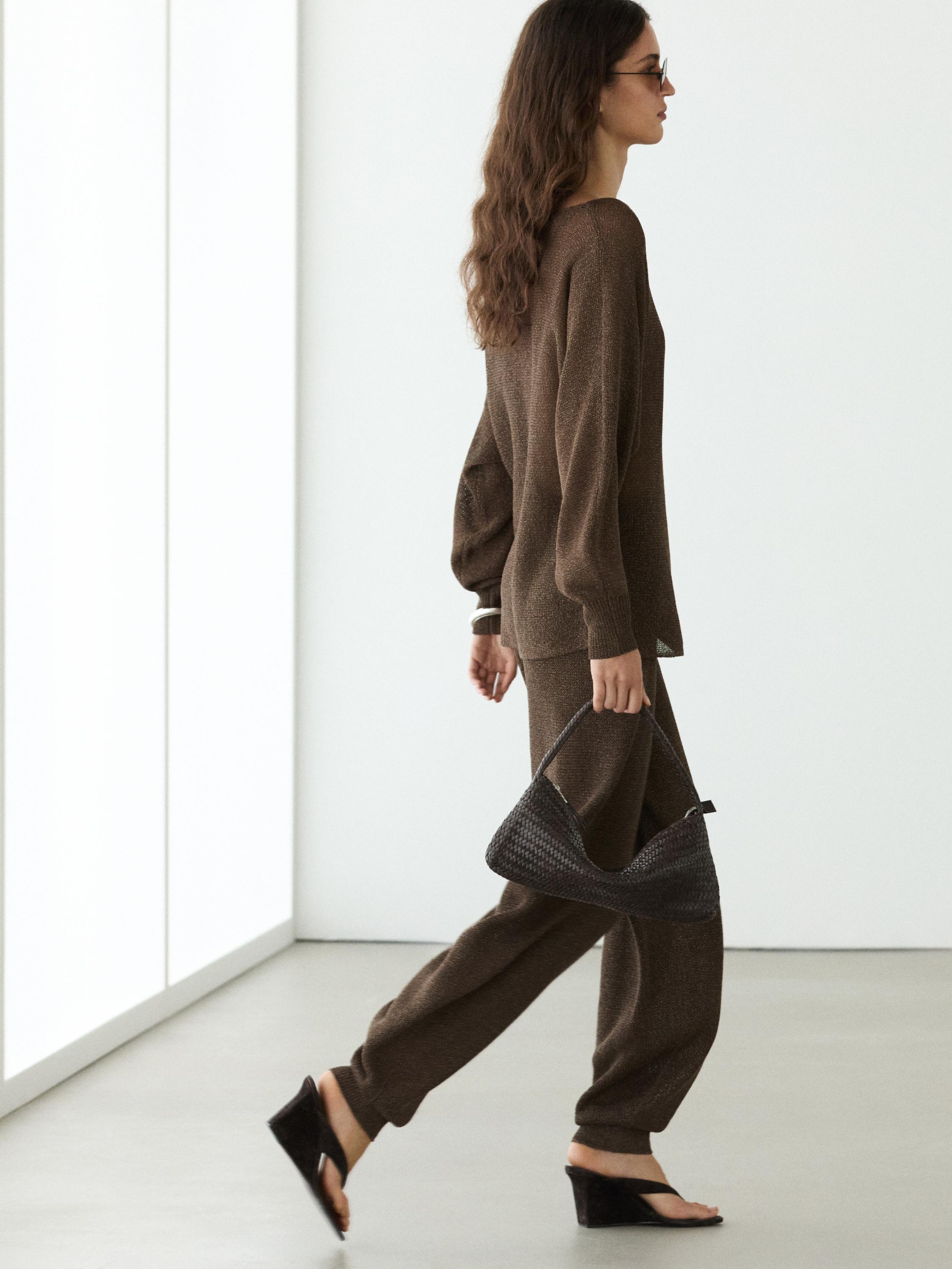 Total look balloon fit knit trousers